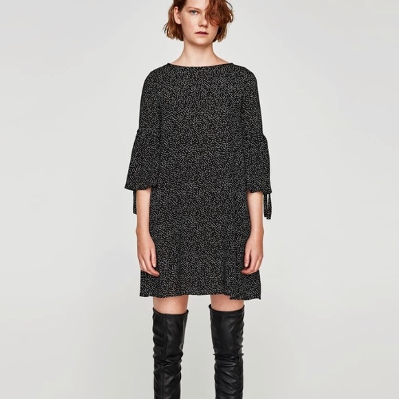 NWT Zara Dress with Frilled Sleeves - Picture 2 of 8